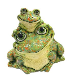 Garden Frogs (Puddles & Tibber Toad) 10.5" x 10" Unpainted Ready to Paint Ceramic Bisque, Handmade in The USA