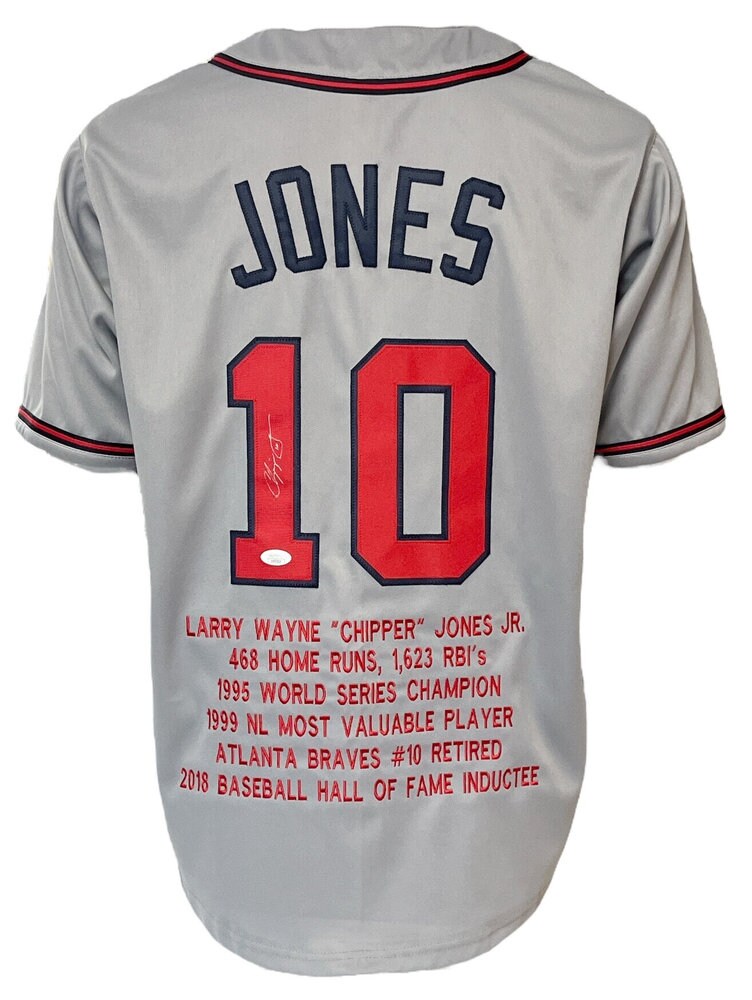 Atlanta Braves Chipper Jones Autographed Pro Style Grey Stat Jersey JSA Authenticated Etsy