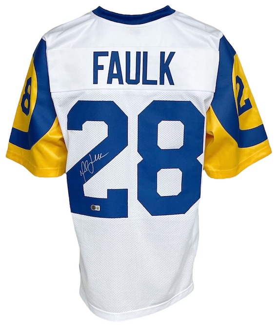 Louis Rams Marshall Faulk Autographed Pro Style White Jersey