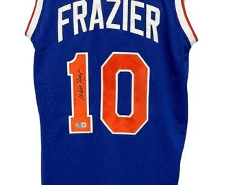 New York Walt Frazier Signed Pro Style Blue Jersey BAS Authenticated
