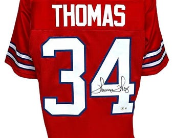 Buffalo Bills Thurman Thomas Autographed Pro Style Red Jersey BAS Authenticated