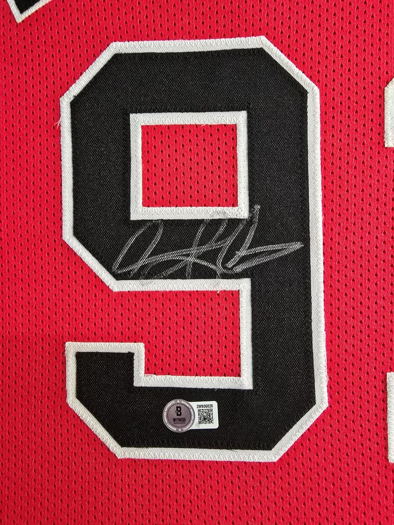 Bas Authenticated Sticker Framed Dennis Rodman Chicago Bulls Pro Style Red Stat Custom Jersey BAS ...