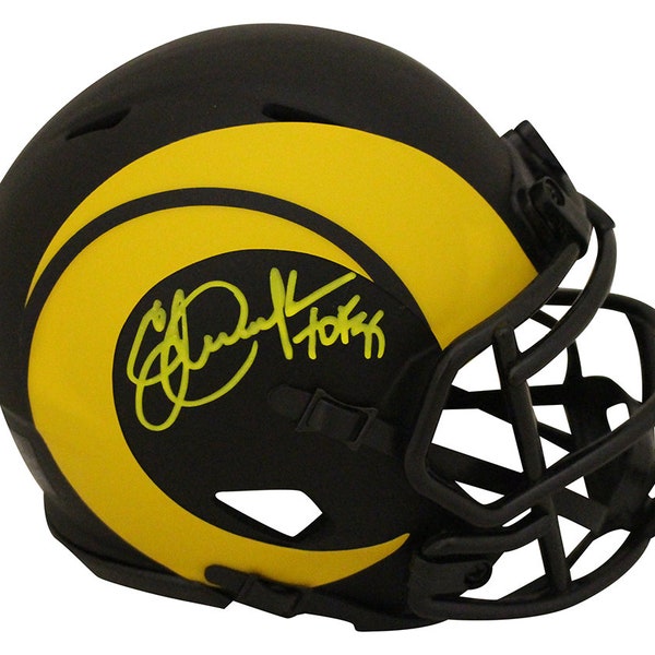 Eric Dickerson Signed Los Angeles Rams Eclipse Mini Helmet HOF BAS 31296