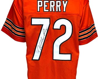 Chicago Bears William  Fridge  Perry Autographed Pro Style Orange Jersey JSA Authenticated