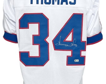 Custom Sewn Thurman Thomas White Football Jersey - Buffalo Bills #34 (Unsigned)