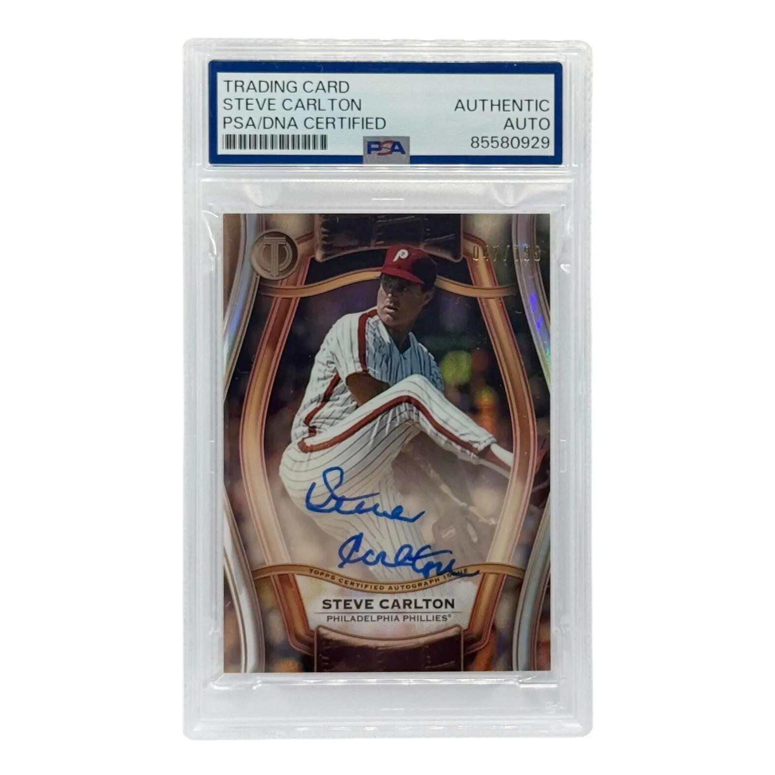 Steve Carlton Autographed 2025 Topps Pillars of the Game PSA 