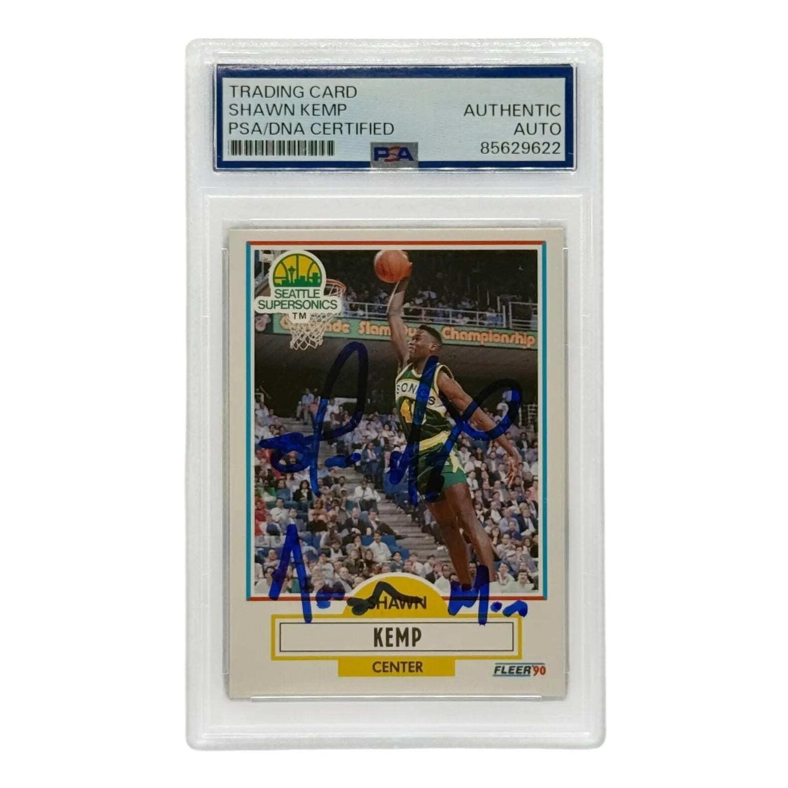 Shawn Kemp Autographed 1990 Fleer Rookie Card #178 PSA 