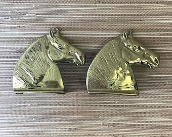 Vintage Brass Horse Bookends