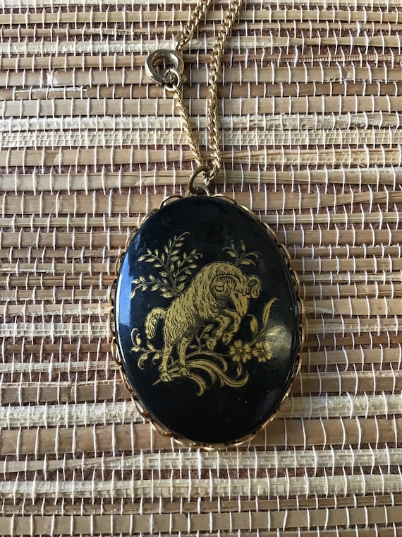 Aries Zodiac Cameo Necklace - image 1