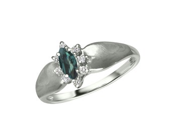 NATURAL Brazilian Alexandrite Color Change  Diamond Ring in 14K Gold