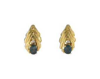 Alexandrite Diamond Earring -Natural Alexandrite- in 14K Yellow Gold with Certificate!! Free Shipping in The USA