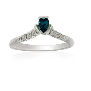 Alexandriet Diamond Ring - natuurlijke alexandriet - in 14K witgoud met certificaat!  Gratis verzending in de VS