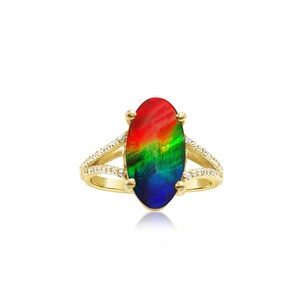 Ammolite Natural Ammolite AAA 14k  Gold  Ring,with certifcate,Free shipping in the USA