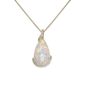 Opal pendant Necklace Diamond- Natrual Opal - Pendant in 14K Yellow Gold with GIA Certifcate .Free shipping in USA Only
