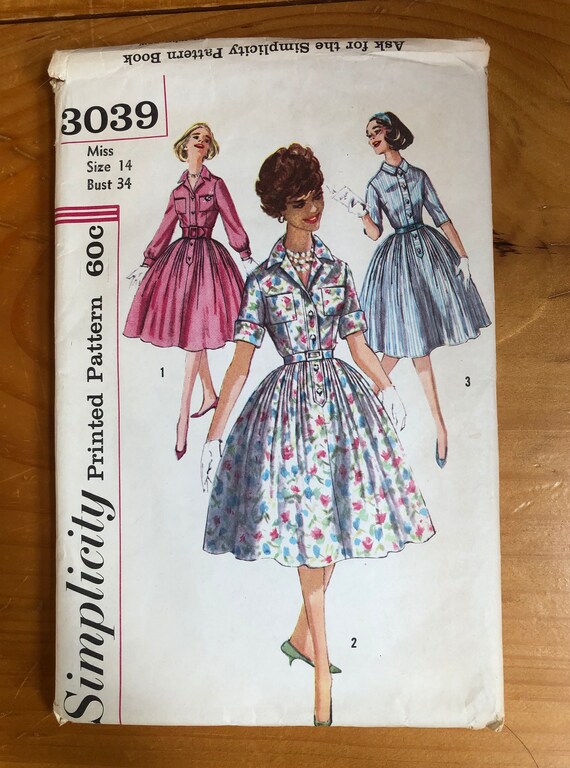 Simplicity Vintage 50s Dress Pattern Size 14 | Etsy