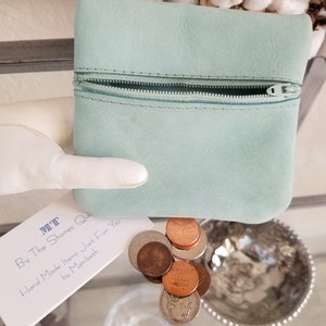 Monedero de moneda con cremallera azul de Robin, cremallera para mantener los artículos seguros, llevar dinero en efectivo, cambiar tarjetas de crédito / débito, incluso pequeño llavero, Nubuck suave