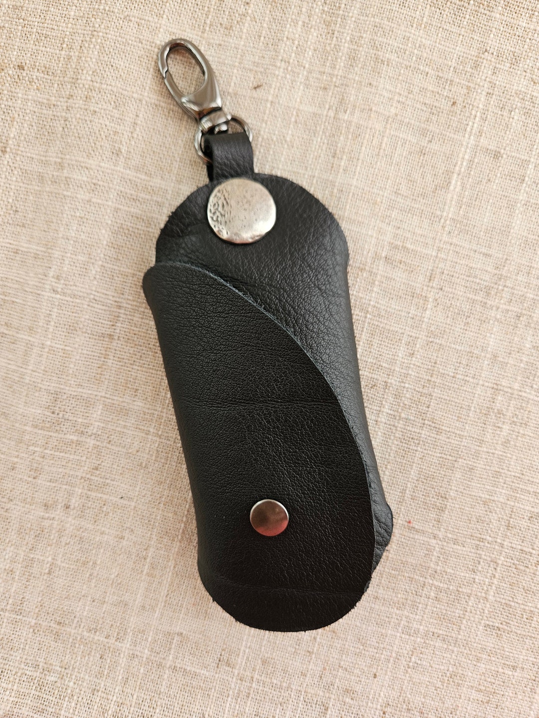 Leather Key Fob Cover for Standard Sized Keyless Fobs, Black Leather
