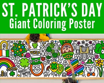GIANT 10-Foot St. Patrick's Day Coloring Page Banner | Coloring Poster | Kids Coloring Activity | Party Decor | Coloring Tablecloth|30"x120"