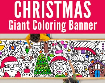 GIANT 10-Foot CHRISTMAS Coloring Page Banner | Coloring Poster | Christmas Decor | Kids Coloring Activity | Coloring Tablecloth |30"x120"In.
