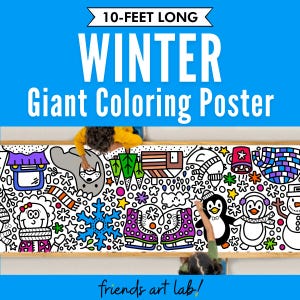GIANT 10-Foot WINTER Coloring Page Banner | Coloring Poster | Winter Wonderland | Kids Coloring Activity | Coloring Tablecloth |30"x120" In.