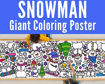 GIANT 10-Foot SNOWMAN Coloring Page Banner |Winter Activity & Decoration | Winter Tablecloth | Winter Craft | Winter Kids | 30"x120"inch