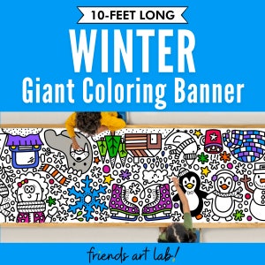 GIANT 10-Foot WINTER Coloring Page Banner | Coloring Poster | Winter Wonderland | Kids Coloring Activity | Coloring Tablecloth |30"x120" In.