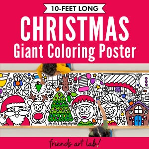 GIANT 10-Foot CHRISTMAS Coloring Page Banner | Coloring Poster | Christmas Decor | Kids Coloring Activity | Coloring Tablecloth |30&quot;x120&quot;In.