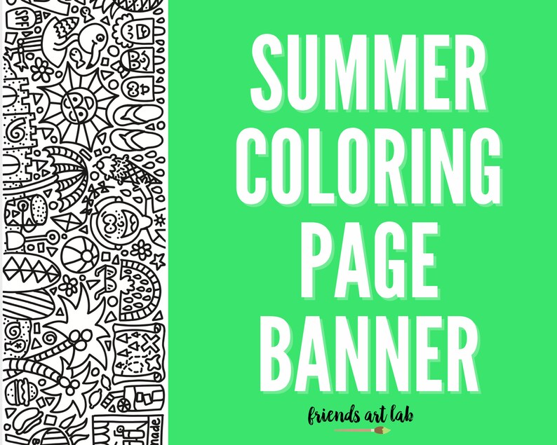 SUMMER Coloring Page Banner | Etsy