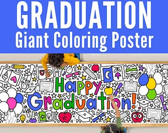 GIANT 10-Foot GRADUATION Coloring Page Banner | Coloring Poster | Grad | Kids Coloring Activity | Coloring Tablecloth | 30" x 120" Inches