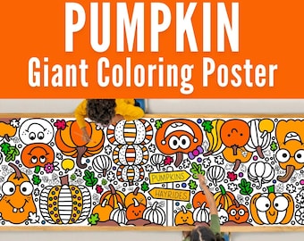 GIANT 10-Foot PUMPKIN Coloring Page Banner | Pumpkin Activity & Decoration | Pumpkin Tablecloth | Pumpkin Craft for Kids | 30"x120" inch