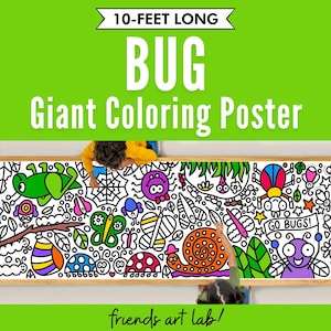 Pancarta para colorear de un insecto gigante de 10 pies / Póster para colorear / Actividad natural / Actividad para colorear para niños / Mantel para colorear / 30" x 120"