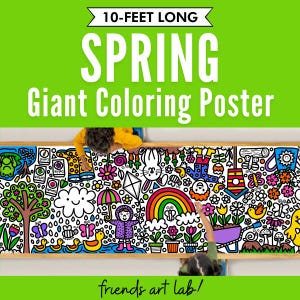 GIANT 10-Foot SPRING Coloring Page Banner | Coloring Poster | Kids Coloring Activity | Party Decor | Coloring Tablecloth | 30&quot;x120&quot; Inches
