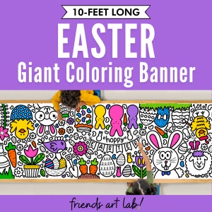 GIANT 10-Foot EASTER Coloring Page Banner | Coloring Poster | Easter Bunny Fun | Kids Coloring Activity | Coloring Tablecloth | 30"x120" In.
