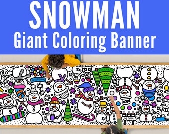 GIANT 10-Foot SNOWMAN Coloring Page Banner |Winter Activity & Decoration | Winter Tablecloth | Winter Craft | Winter Kids | 30"x120"inch
