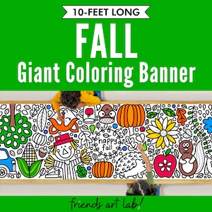 GIANT 10-Foot FALL Coloring Page Banner | Coloring Poster | Fall Decoration | Kids Coloring Activity | Coloring Tablecloth | 30"x120" Inches