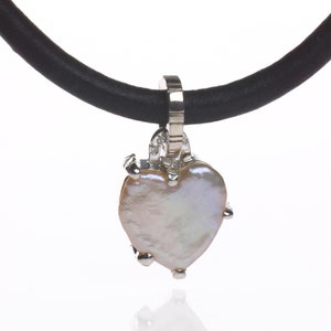 Sterling Silver and Heart Shaped Freshwater Pearl &#39;Emma&#39; Pendant or Charm