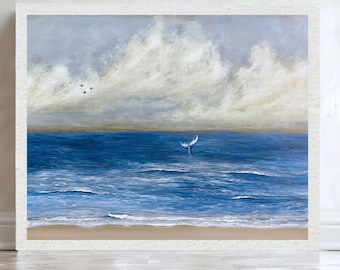 Whale tail in ocean beach art print