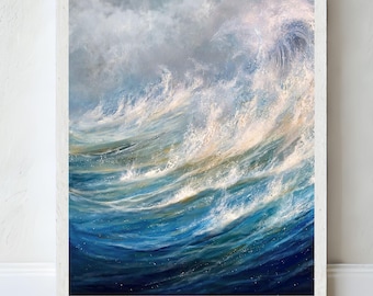 Crashing ocean wave coastal art print