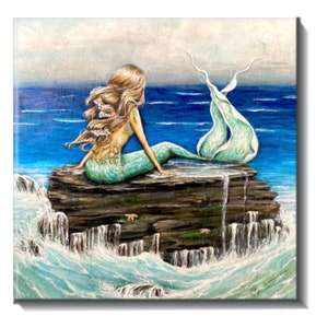 Mermaid tile, beach house backsplash, coastal bathroom, kitchen decor
