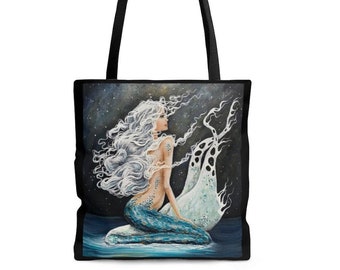 Gorgeous Mermaid Drawing Canvas Tote Selection of sizes available