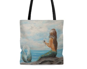 Mermaid Beach Tote 17x15 Mermaid off Duty Mermaid Bag Tote Bag Gift for Men and Women Canvas Linen Tote Reusable Shopping Bag