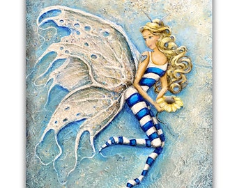 Bonds blue fairy with sunflower art print