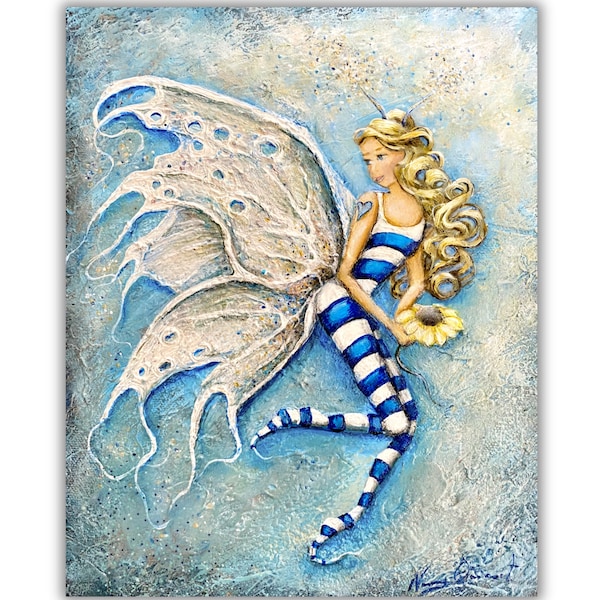 Bonds blue fairy with sunflower art print