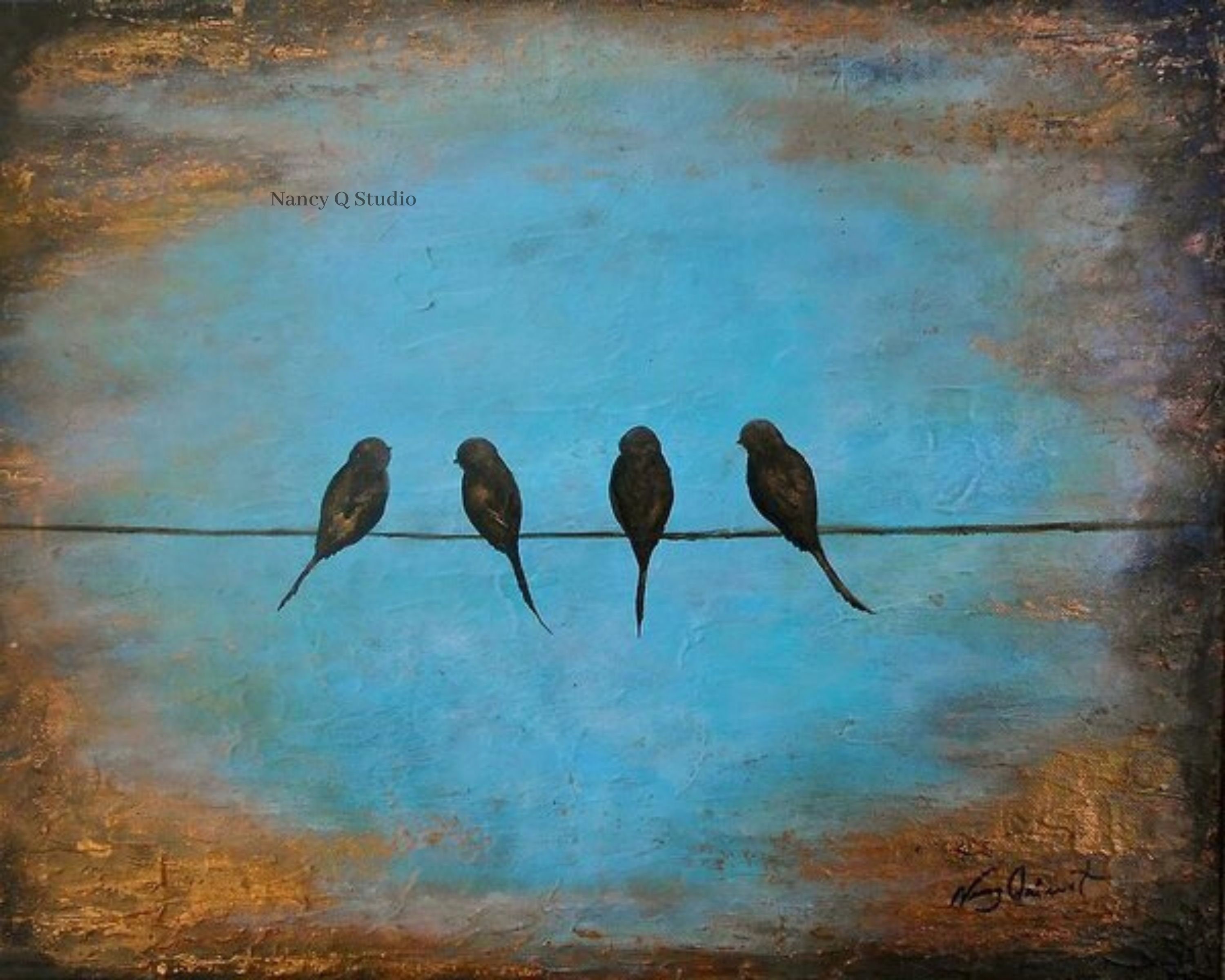 Birds on Wall Wire a - Etsy Art