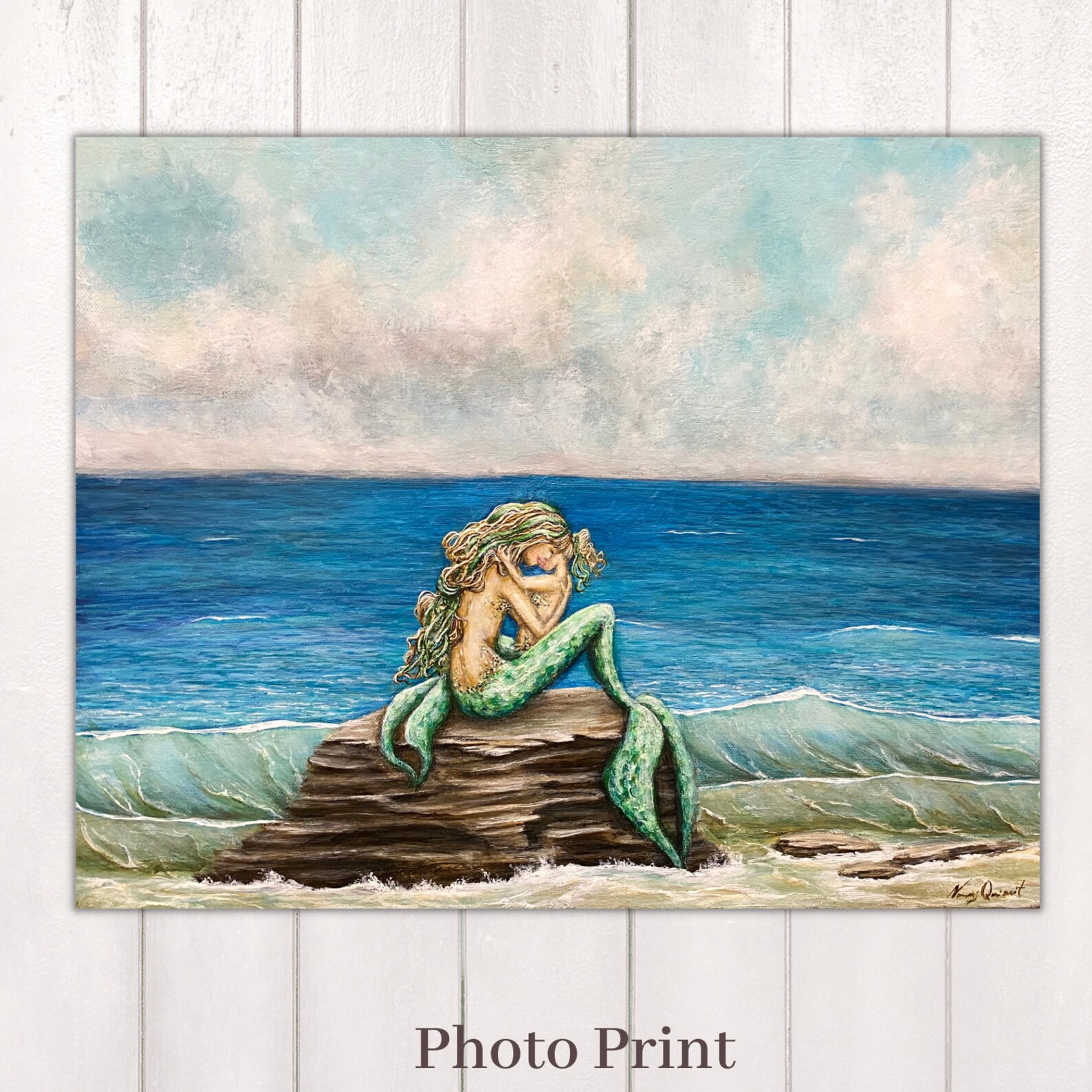 Mother and Daughter Mermaid Art Mom Holding Child Print - Etsy