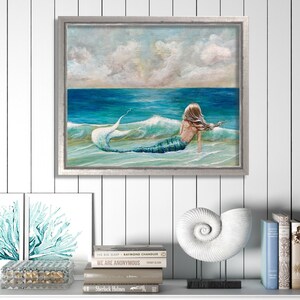 Mermaid Art Beach Painting Print Ocean Decor - Etsy