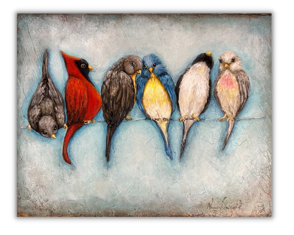 Birds on a Wire Art Etsy 