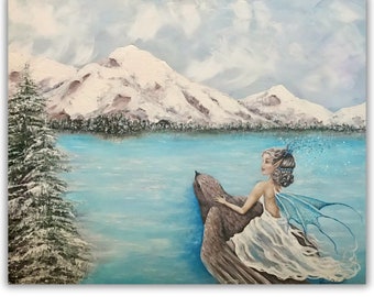 Ice princess winter fairy painting art print