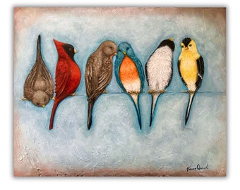 birds on a wire different types of species back yard feathered friends art print