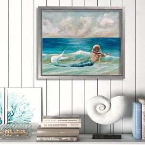 Mermaid Art Beach Painting Print Ocean Decor - Etsy